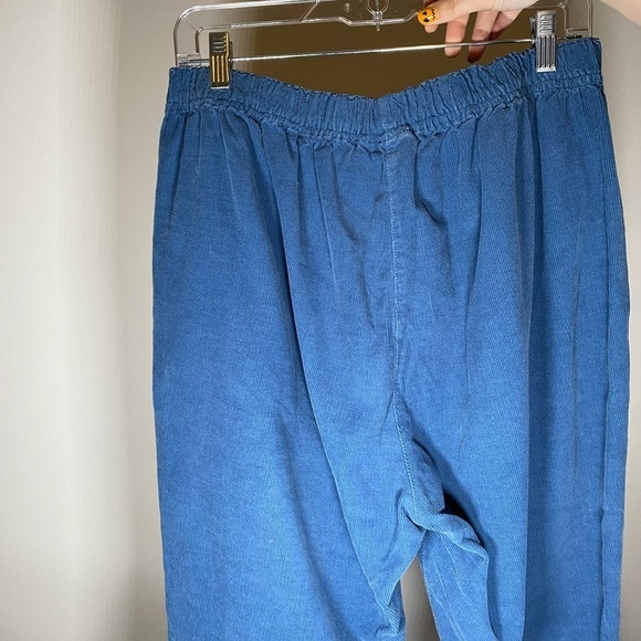 80s Blue Corduroy Elastic Waist Pants - Picture 8 of 11